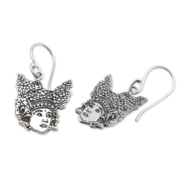 Alternate image for Polished Legong Dancer Sterling Silver Dangle Earrings Legong Essence