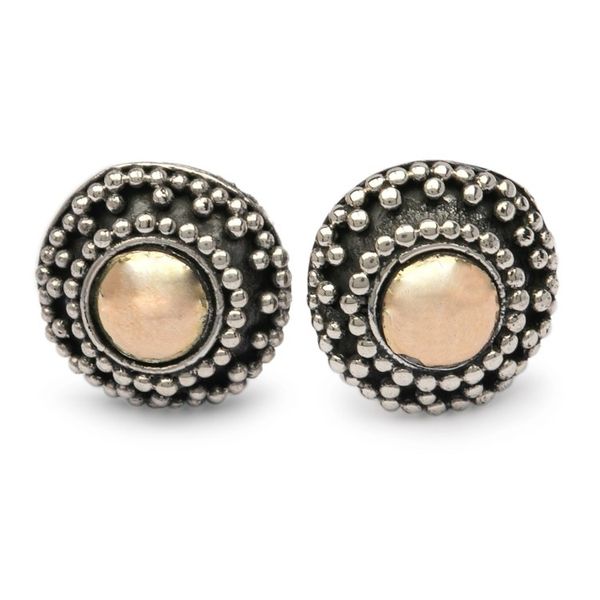 Alternate image for 18k Gold-Accented Dot-Themed Oxidized Silver Stud Earrings Dot Fantasy