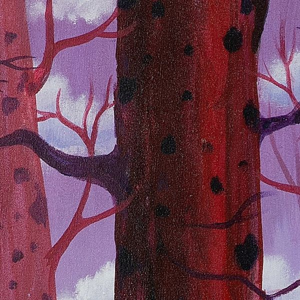 Alternate image for Acrylic Painting of Autumn Trees in Purple Pink and Black Forest of Life