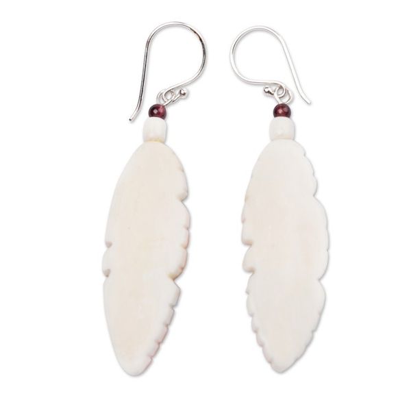 Alternate image for Handmade Rainbow Leafy Dangle Earrings with Garnet Beads Rainbow Leaves