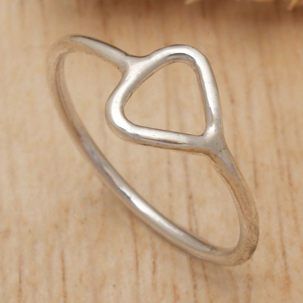 Modern Triangle-Themed Sterling Silver Band Ring from Bali 'Triangle Glam'