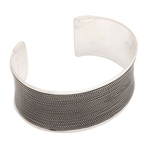 Alternate image for Sterling Silver Cuff Bracelet with Oxidized Textured Finish Woven Magic