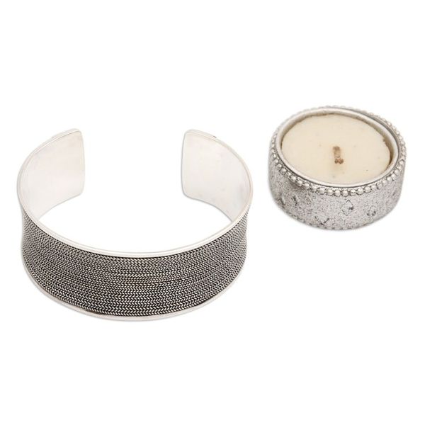 Alternate image for Sterling Silver Cuff Bracelet with Oxidized Textured Finish Woven Magic