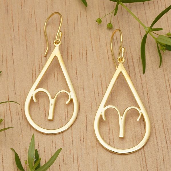 Alternate image for High-Polished Taurus-Themed 18k Gold-Plated Dangle Earrings Taurus Glory