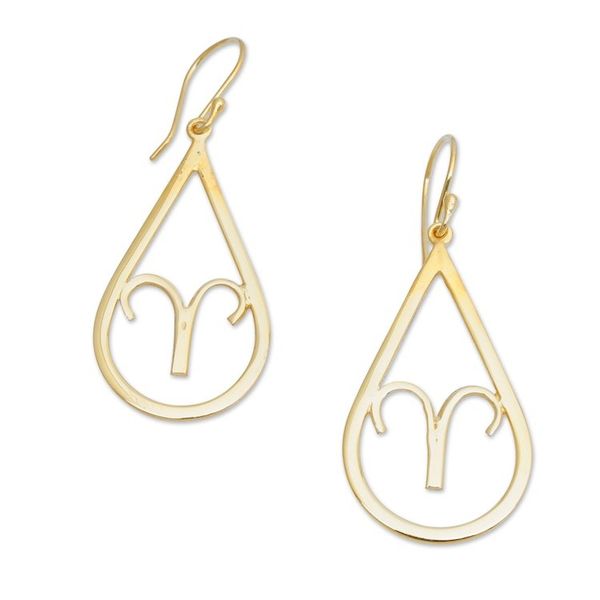 Alternate image for High-Polished Taurus-Themed 18k Gold-Plated Dangle Earrings Taurus Glory