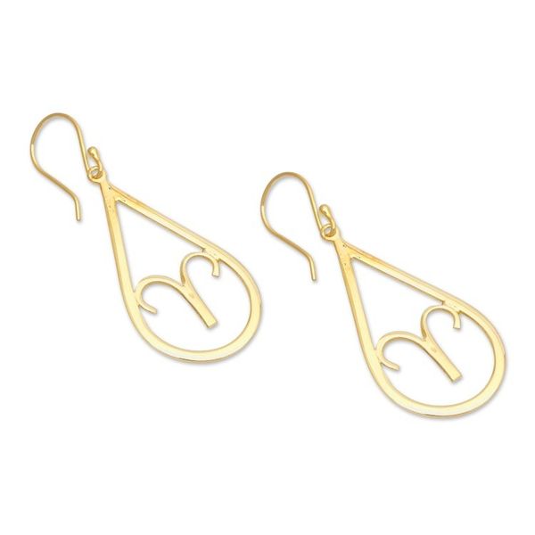 Alternate image for High-Polished Taurus-Themed 18k Gold-Plated Dangle Earrings Taurus Glory