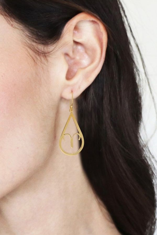 Alternate image for High-Polished Taurus-Themed 18k Gold-Plated Dangle Earrings Taurus Glory