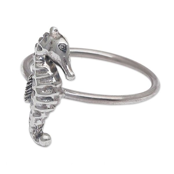 Alternate image for Sterling Silver Seahorse-Themed Cocktail Ring Seahorse Origin