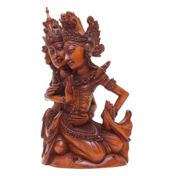 Alternate image for Handcrafted Traditional Rama and Sita Suar Wood Sculpture Rama and Sitas Romance