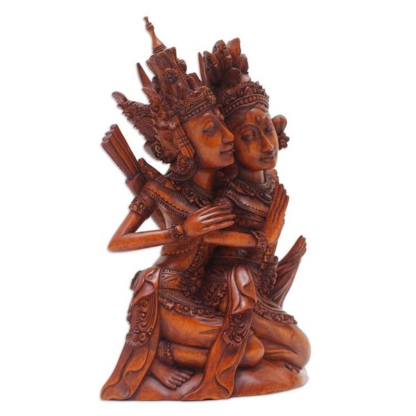 Alternate image for Handcrafted Traditional Rama and Sita Suar Wood Sculpture Rama and Sitas Romance