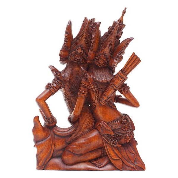 Alternate image for Handcrafted Traditional Rama and Sita Suar Wood Sculpture Rama and Sitas Romance