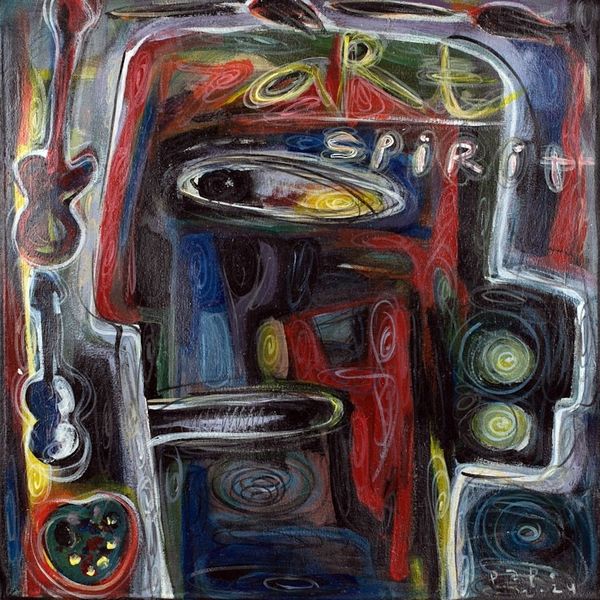 Alternate image for Artisan-Made Expressionist Multicolor Mixed Media Painting The Spirit of Art