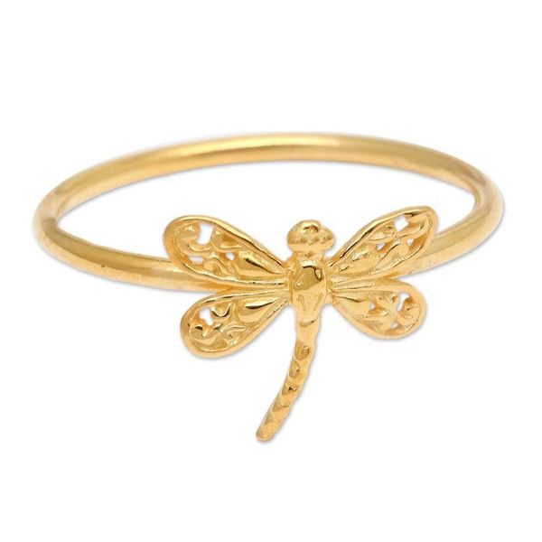 Alternate image for 18k Gold-Plated Dragonfly-Shaped Cocktail Ring from Bali Sacred Dragonfly