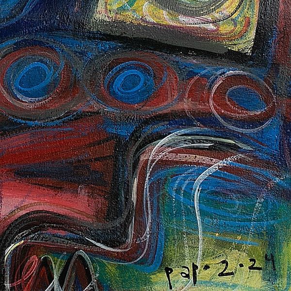 Alternate image for Unstretched Multicolor Mixed Media Childhood Dog Painting Puppies Sit
