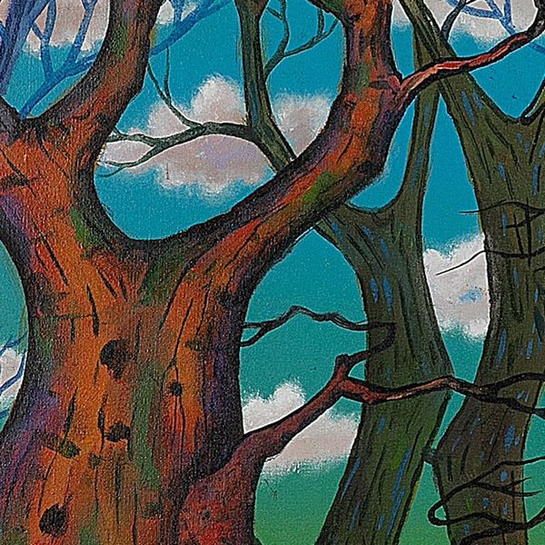 Alternate image for Signed Unstretched Forest-Themed Acrylic Painting from Java Beauty of Randu Forest