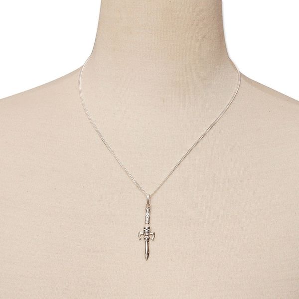 Alternate image for Skull-Themed Sterling Silver Pendant Necklace from Bali Underworld Sword
