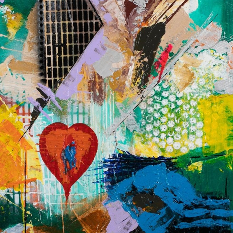 Unstretched Abstract-Themed Acrylic Painting Made in Java 'Love Your Self'