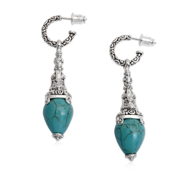 Alternate image for Reconstituted Turquoise Lantern Earrings Handcrafted in Bali Temple Waters