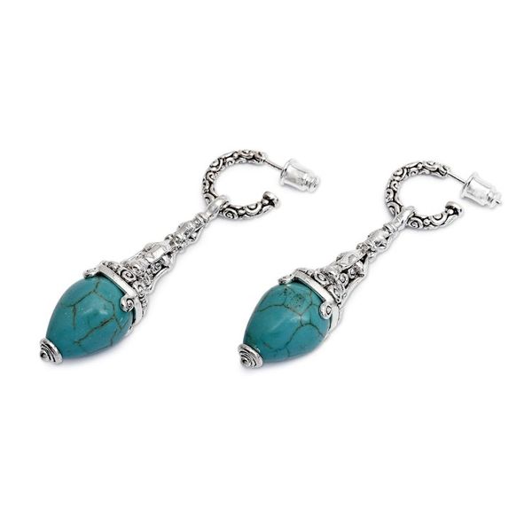 Alternate image for Reconstituted Turquoise Lantern Earrings Handcrafted in Bali Temple Waters