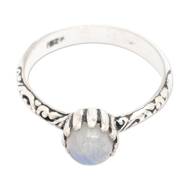 Alternate image for Classic Natural Rainbow Moonstone Single Stone Ring Rainbow Tiara