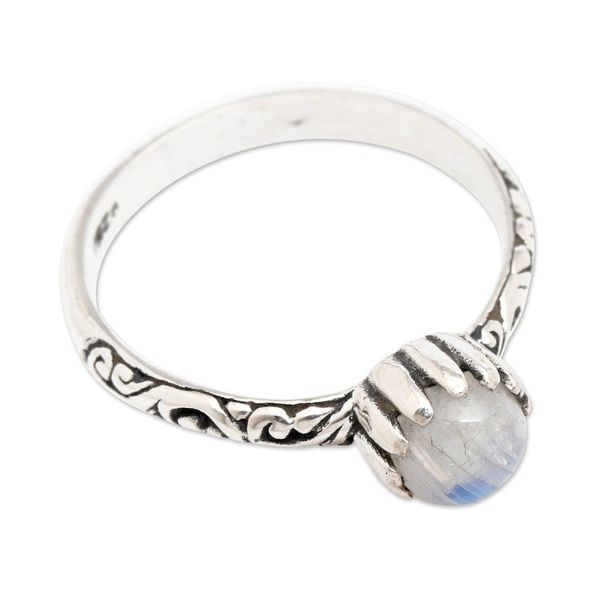 Alternate image for Classic Natural Rainbow Moonstone Single Stone Ring Rainbow Tiara