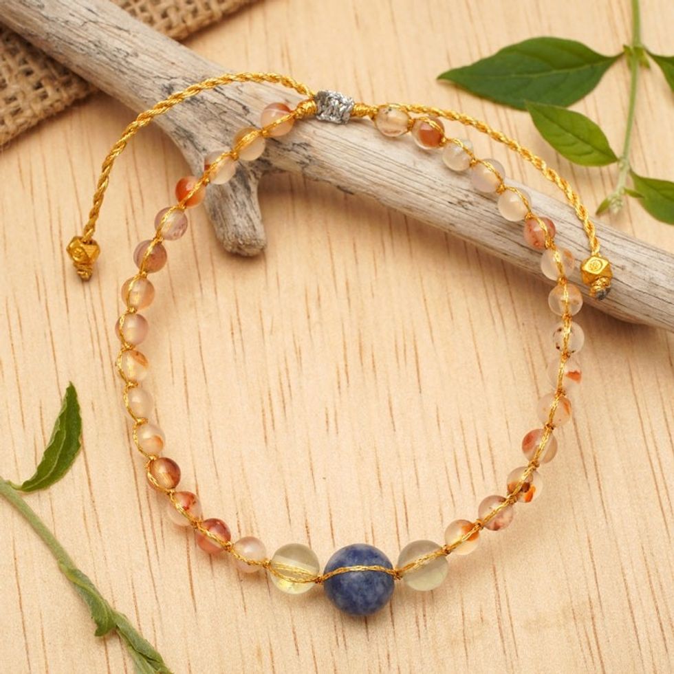 Fair Trade Golden Multi-Gemstone Beaded Bracelet from Bali 'Jubilant Clarity'