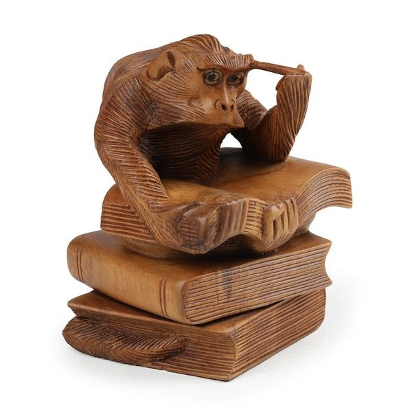 Alternate image for Inspirational Monkey-Themed Suar Wood Sculpture from Bali Diligent Study