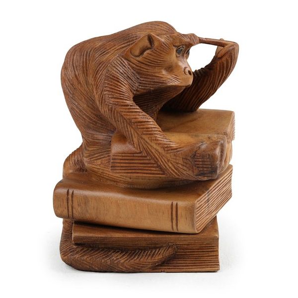 Alternate image for Inspirational Monkey-Themed Suar Wood Sculpture from Bali Diligent Study