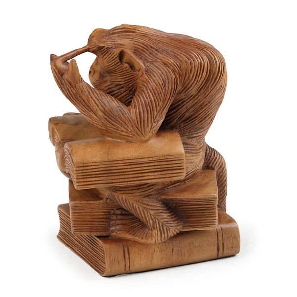 Alternate image for Inspirational Monkey-Themed Suar Wood Sculpture from Bali Diligent Study
