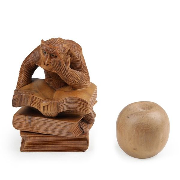 Alternate image for Inspirational Monkey-Themed Suar Wood Sculpture from Bali Diligent Study