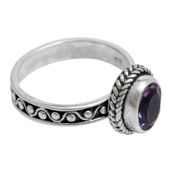Alternate image for Classic Balinese One-Carat Amethyst Single Stone Ring Wise Waves