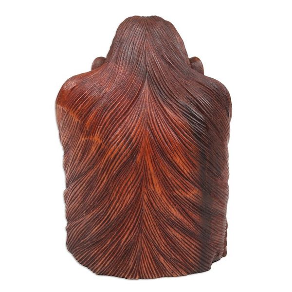 Alternate image for Hand-Carved Suar Wood Sculpture of Meditative Orangutan Thoughtful Orangutan