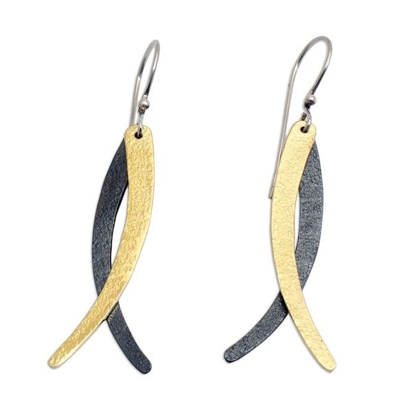 Alternate image for Modern 18k Gold-Plated Brass and Copper Dangle Earrings Chic Divergent Paths