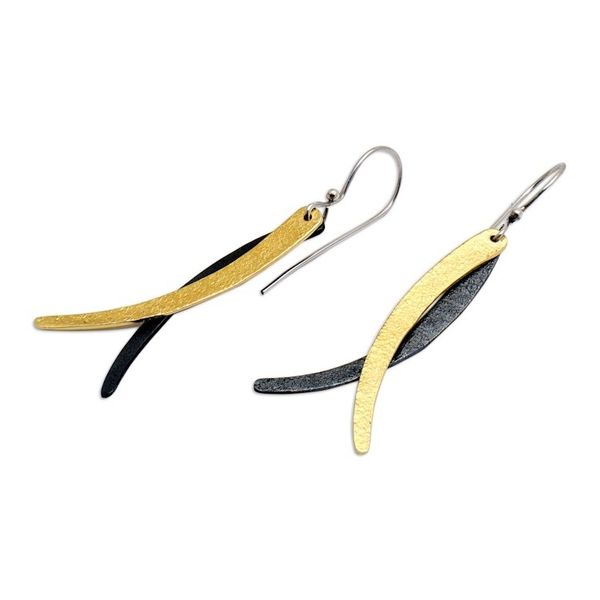 Alternate image for Modern 18k Gold-Plated Brass and Copper Dangle Earrings Chic Divergent Paths