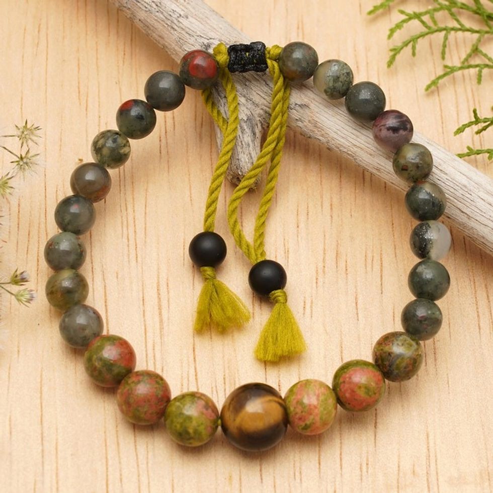 Inspirational Multi-Gemstone Beaded Bracelet Made in Bali 'Calm Energy'