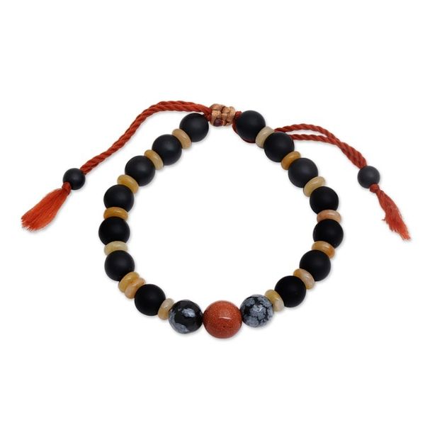 Alternate image for Adjustable Inspirational Onyx and Obsidian Beaded Bracelet Interior Mystery