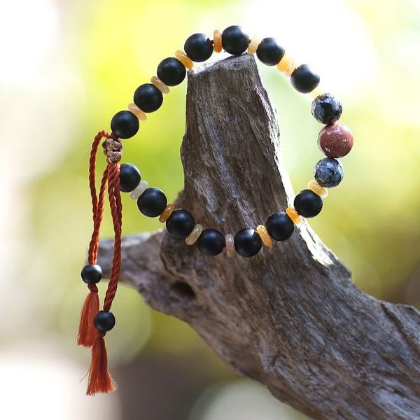 Alternate image for Adjustable Inspirational Onyx and Obsidian Beaded Bracelet Interior Mystery