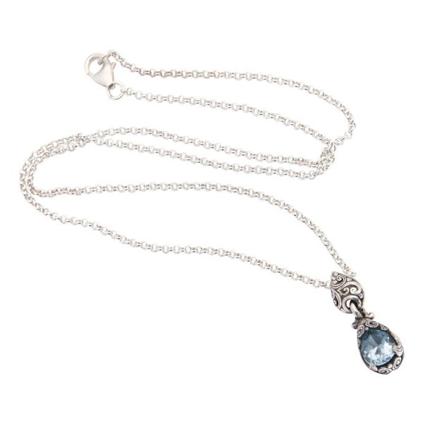 Alternate image for Silver Pendant Necklace with One-Carat Blue Topaz Gemstone Bird Nest