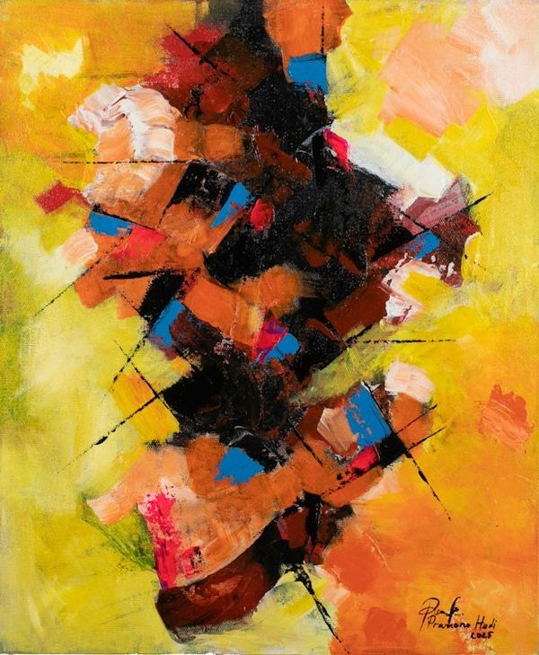 Alternate image for Modern Abstract Colorful Acrylic on Canvas Painting Raining