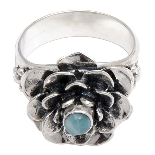 Alternate image for Larimar Sterling Silver Floral-Themed Cocktail Ring Flower of Eternity