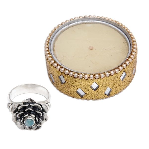 Alternate image for Larimar Sterling Silver Floral-Themed Cocktail Ring Flower of Eternity