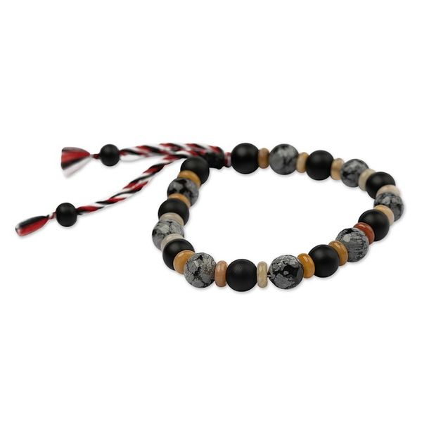 Alternate image for Onyx and Obsidian Beaded Yoga Tridatu Bracelet for Men Tridatu Calmness