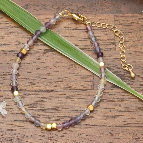 Alternate image for 18k Gold-Accented Brass and Fluorite Beaded Bracelet Enchanted Gold