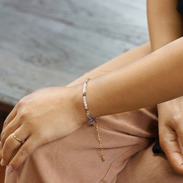 Alternate image for 18k Gold-Accented Brass and Fluorite Beaded Bracelet Enchanted Gold