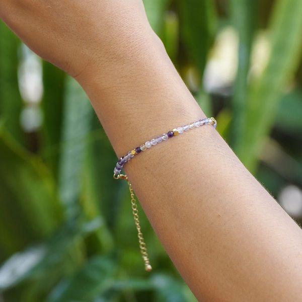 Alternate image for 18k Gold-Accented Brass and Fluorite Beaded Bracelet Enchanted Gold