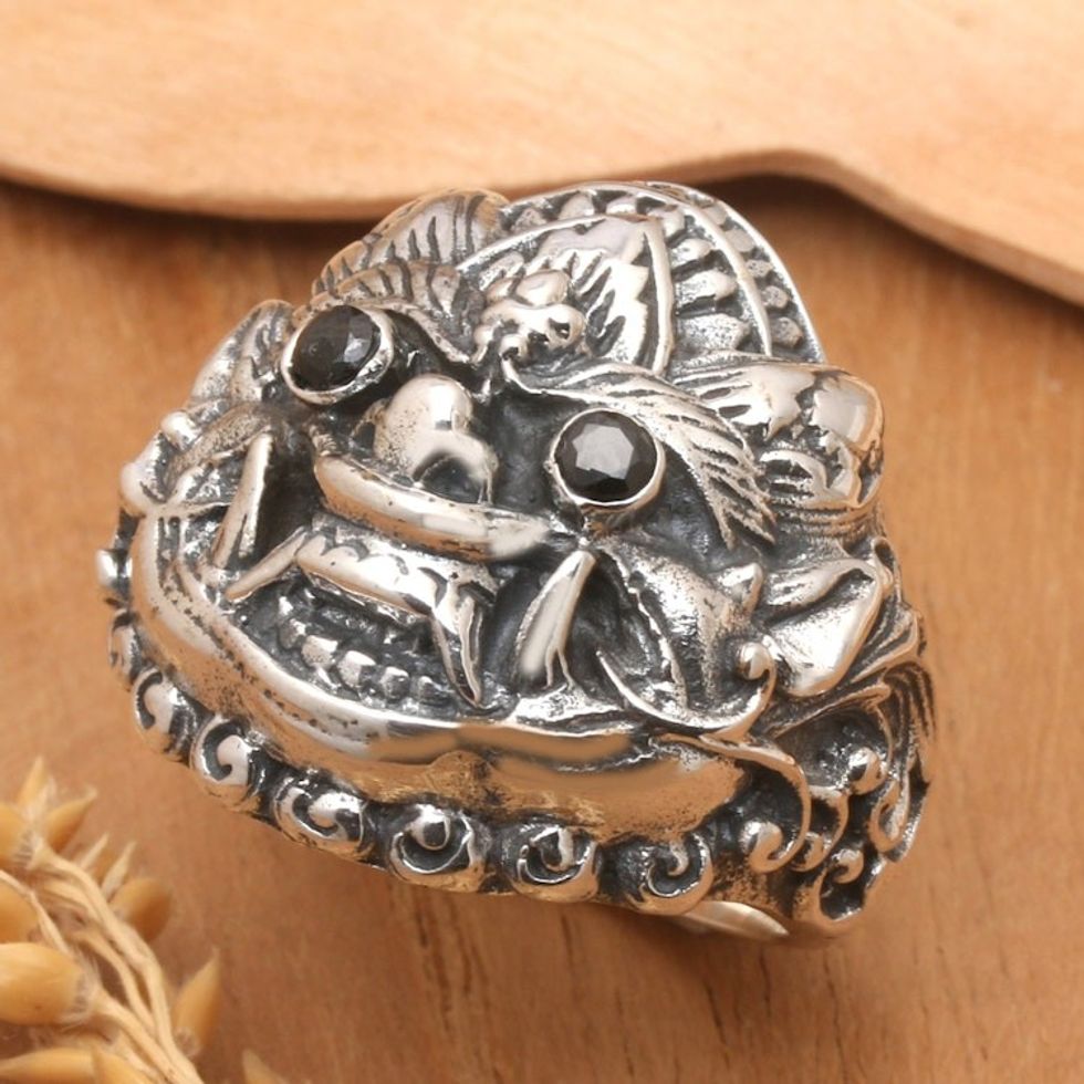 Traditional Genderuwo Cocktail Ring with Black Jewels 'Night of the Genderuwo'