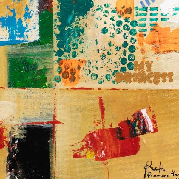 Alternate image for Signed Abstract-Themed Acrylic on Canvas Painting from Java My Princess