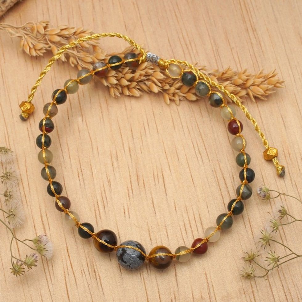 Bohemian-Inspired Multi-Gemstone Beaded Bracelet from Bali 'Fresh Beginning'