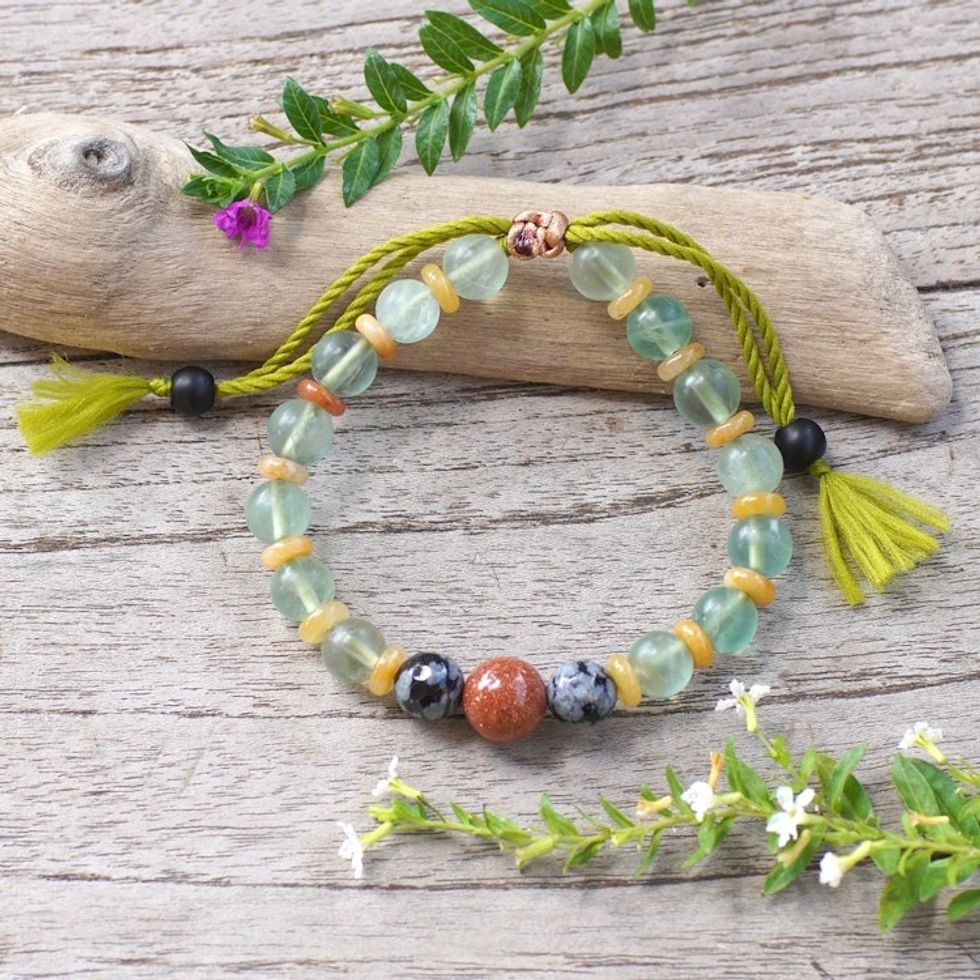 Multi-Gemstone Beaded Yoga Bracelet with Adjustable Lenght 'Eternal Tranquility'