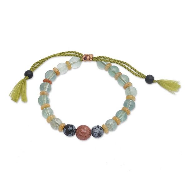 Alternate image for Multi-Gemstone Beaded Yoga Bracelet with Adjustable Lenght Eternal Tranquility